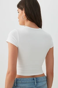 Basic Cropped Crew Neck T Shirt