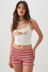 Graphic Ribbed Crop Tank Top