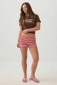 Smocked Ruffled Knit Shorts