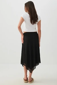 Asymmetrical Lace Midi Skirt