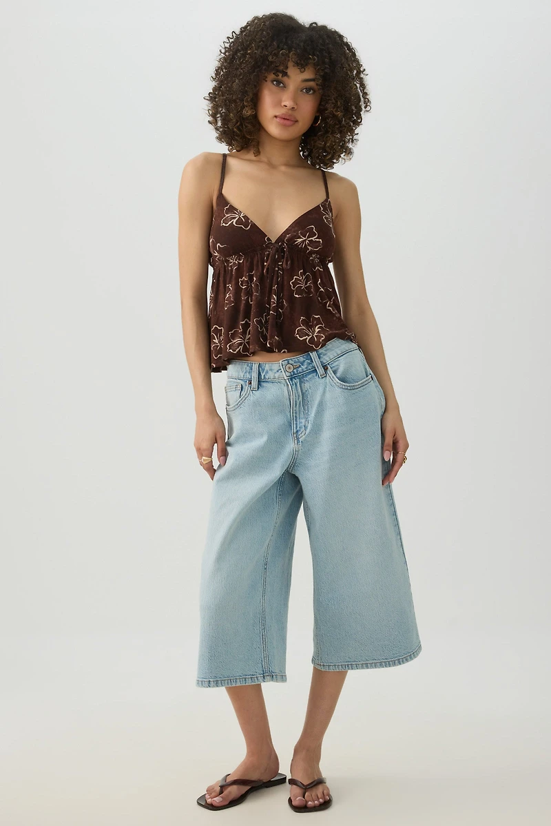 Tropical Flower Babydoll Tank Top