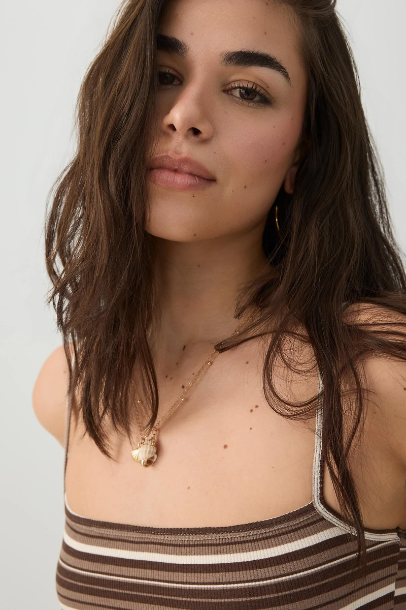 Robe maxi rayée côtelée