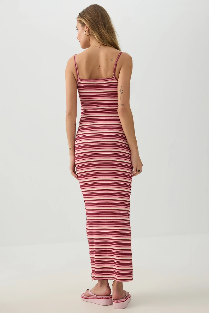 Striped Ribbed Maxi Dress