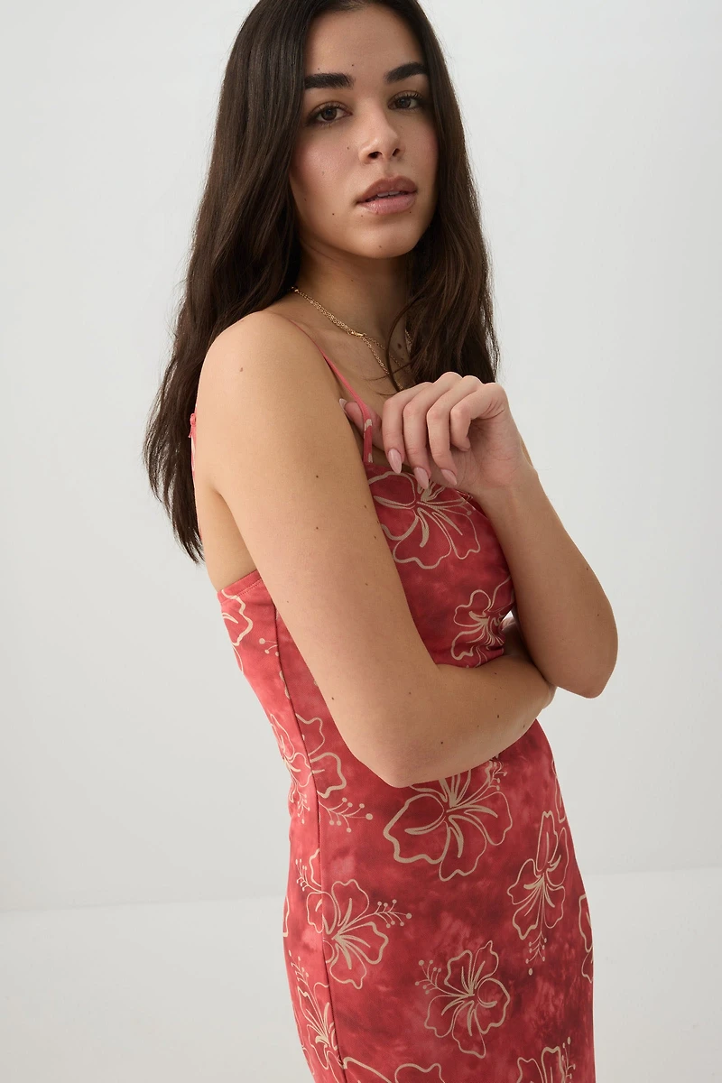 Floral Mesh Midi Dress