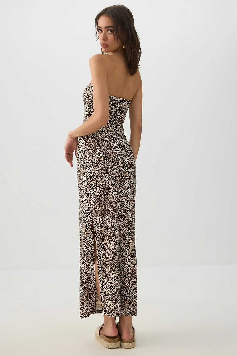 Leopard Tube Top Maxi Dress