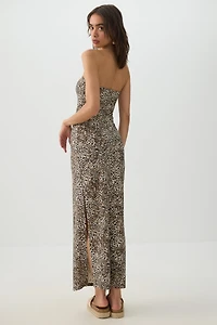 Leopard Tube Top Maxi Dress