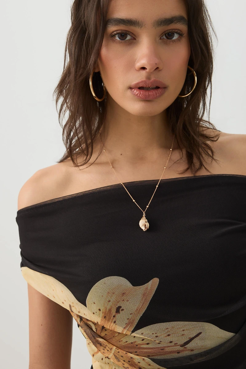 Mesh Off Shoulder Top