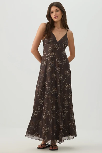 Floral Mesh Maxi Dress
