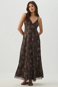 Floral Mesh Maxi Dress