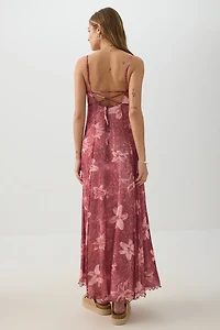 Robe maxi en maille fleurie