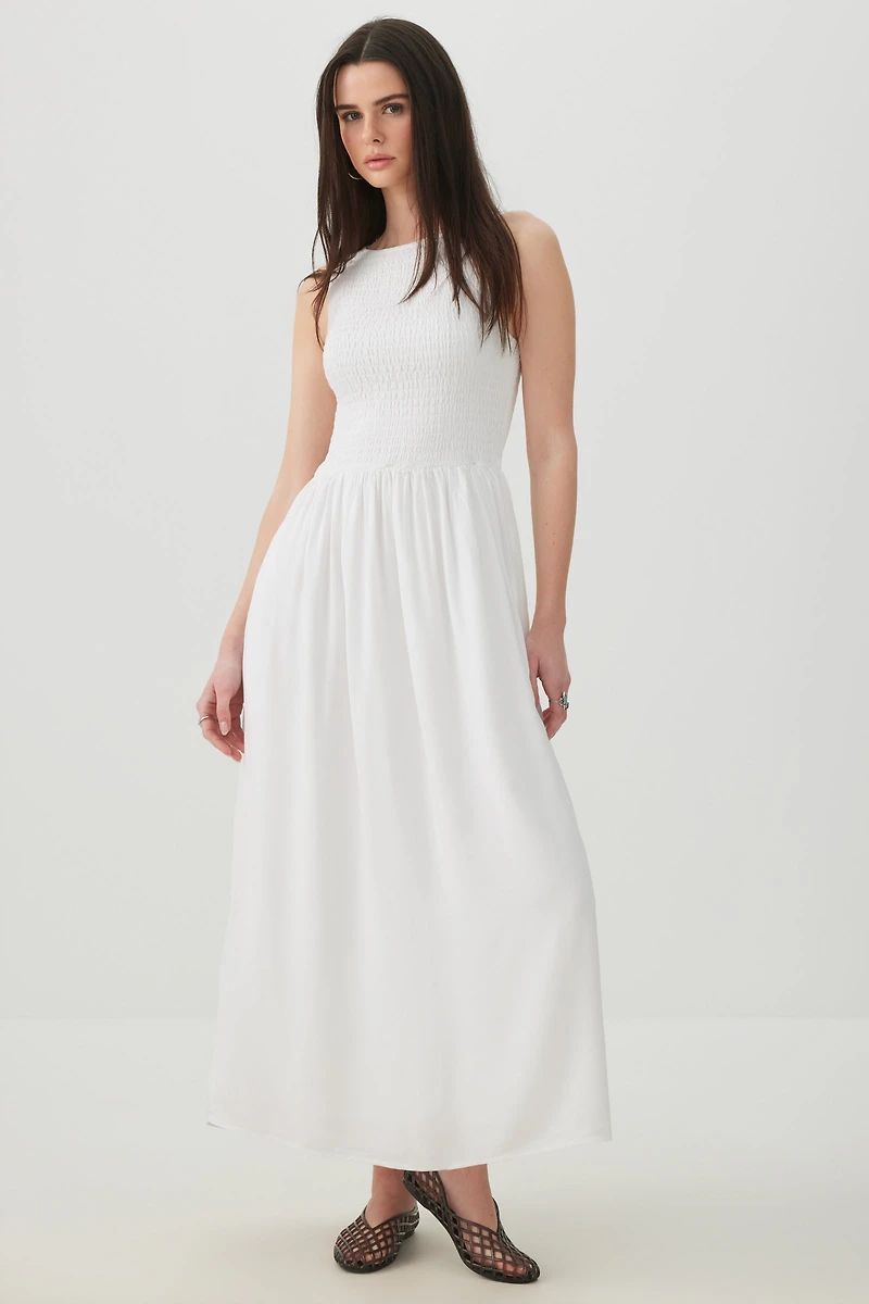 Smocked Halter Midi Dress