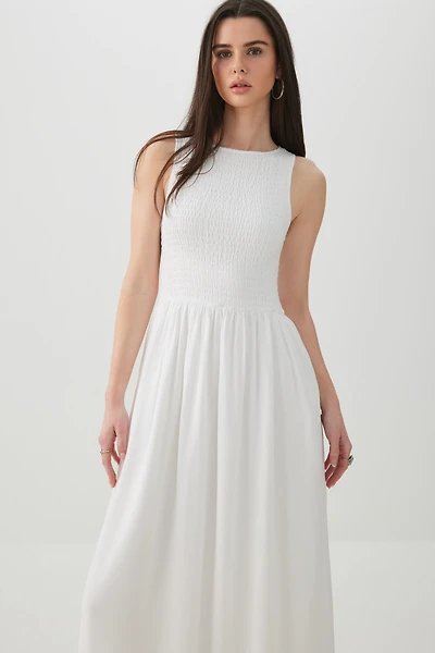 Robe midi à corsage smocké