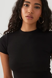 T-shirt à col rond côtel