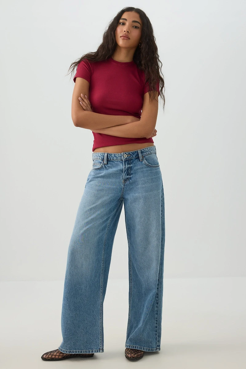 T-shirt à col rond côtel