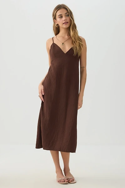 Airy V Neck Midi Dress
