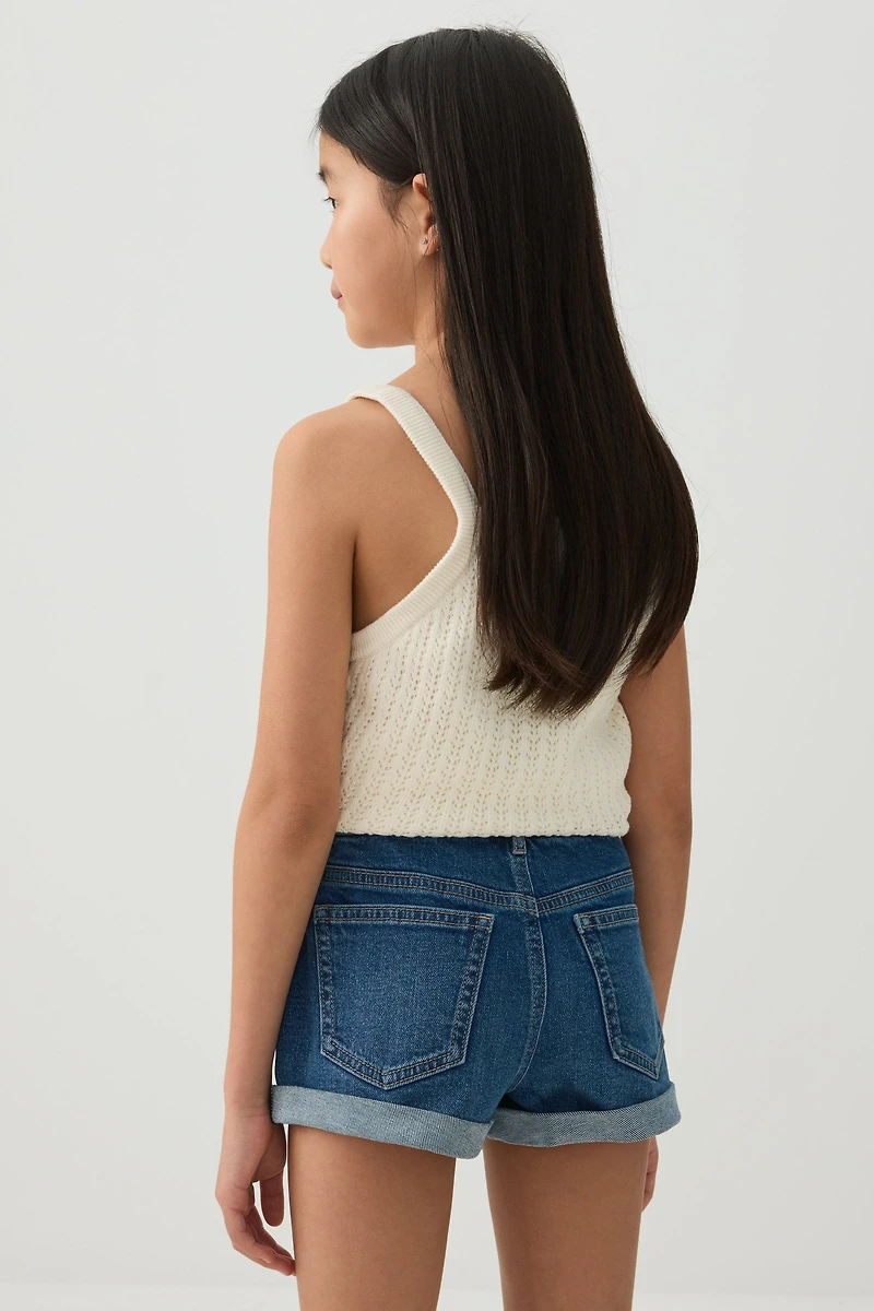 Rolled-Hem Denim Shorts