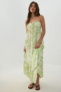 Robe maxi sans bretelles fleurie