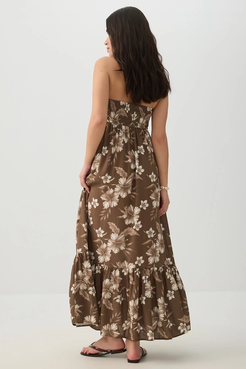 Robe maxi sans bretelles fleurie