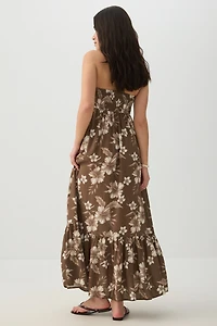 Robe maxi sans bretelles fleurie