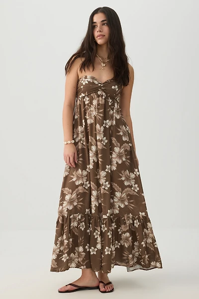 Strapless Floral Maxi Dress
