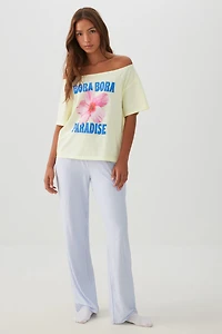 Oversized Off Shoulder PJ T-Shirt