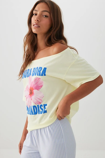 Oversized Off Shoulder PJ T-Shirt
