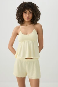 Short de pyjama en maille gaufrée