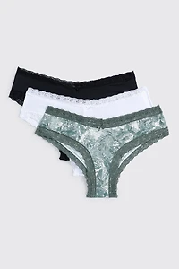 3-Pack Lace Trim Cheeky Panties