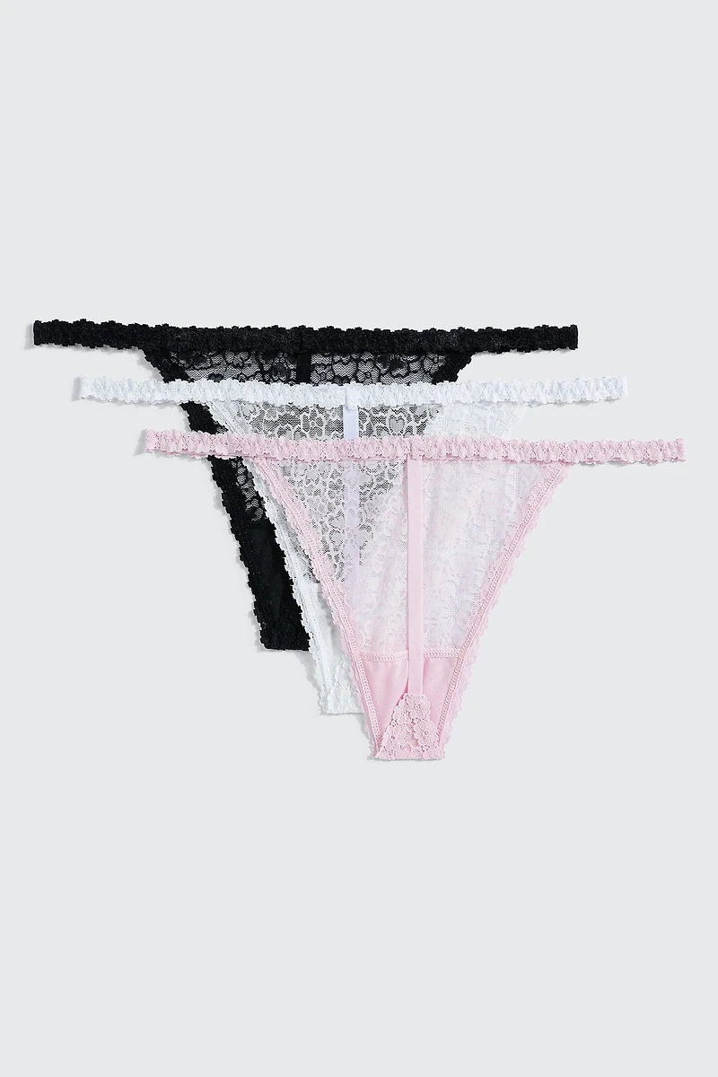 Lot de 3 culottes string en dentelle
