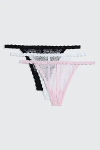 Lot de 3 culottes string en dentelle