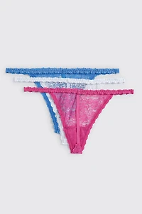 Lot de 3 culottes string en dentelle