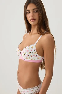 Soutien-gorge côtelé floral