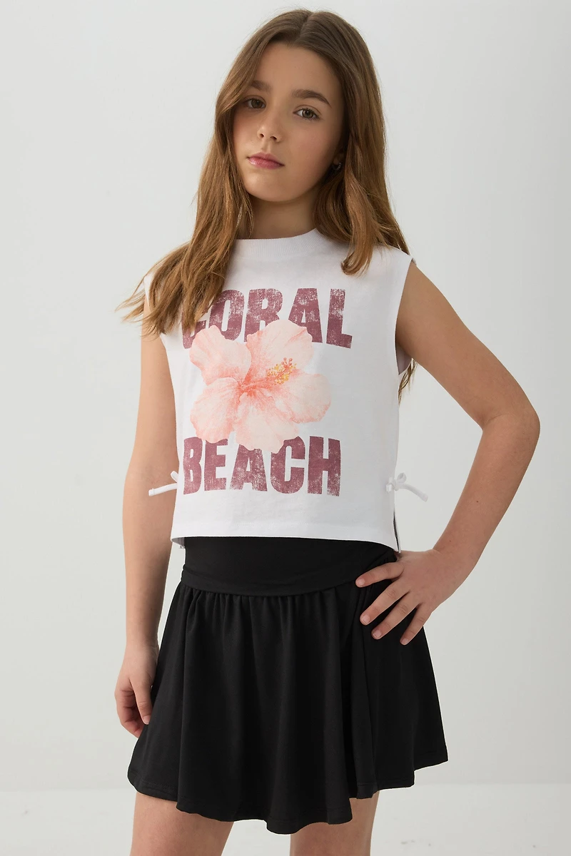 Printed Tank Top with Side Bows