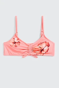 Ruched Floral Bikini Top