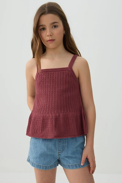 Textured Knit Peplum Tank
