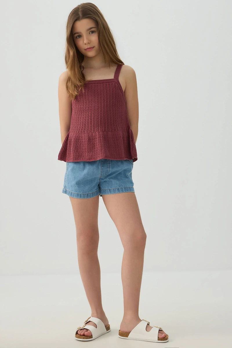Textured Knit Peplum Tank