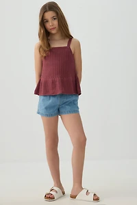 Textured Knit Peplum Tank