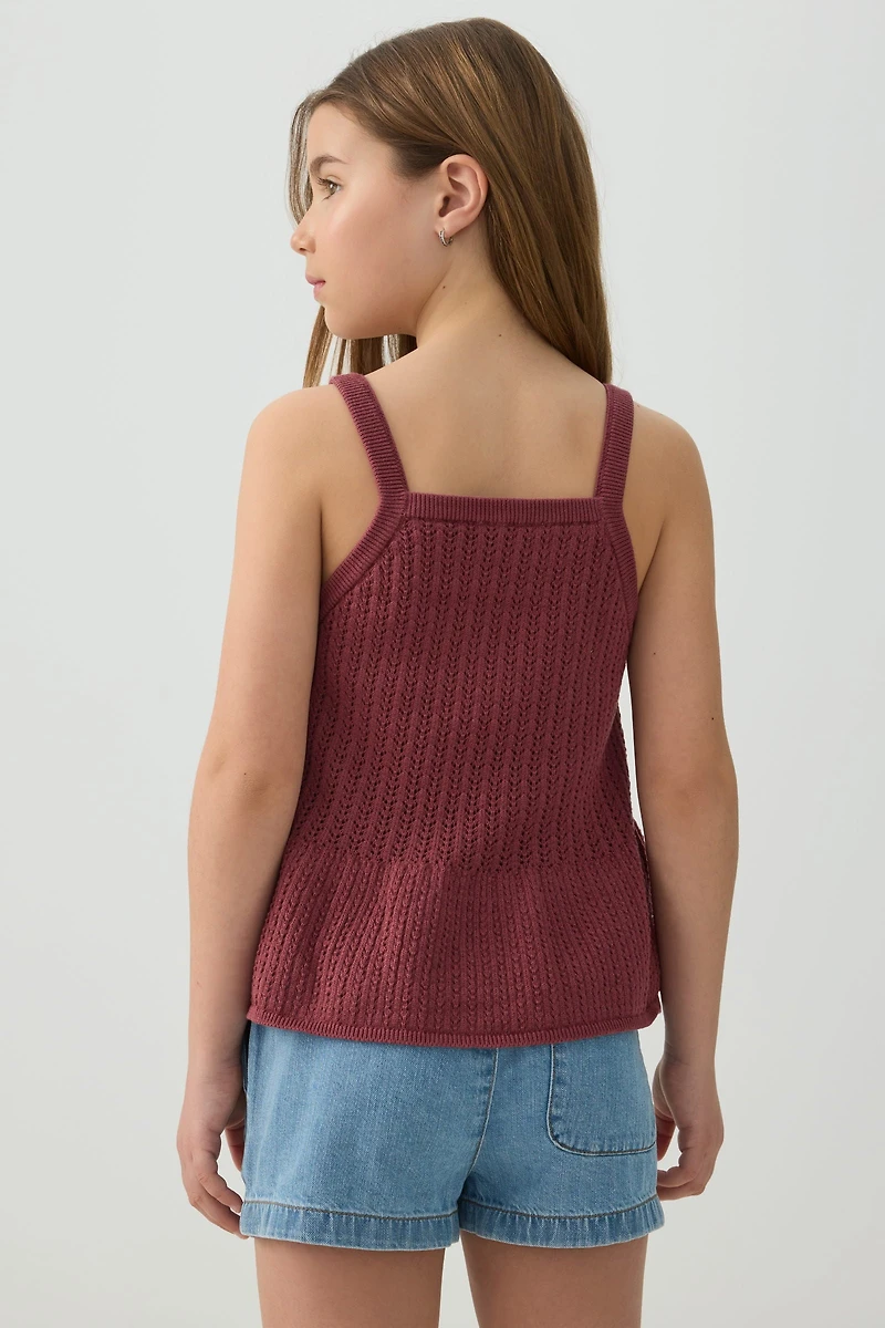 Textured Knit Peplum Tank