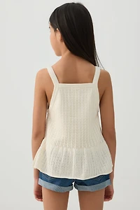 Camisole à basque en tricot texturé