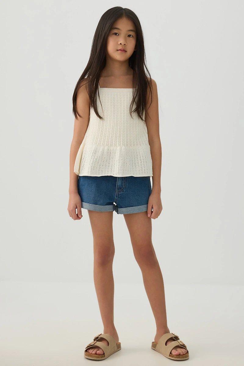 Camisole à basque en tricot texturé