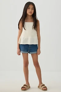 Camisole à basque en tricot texturé