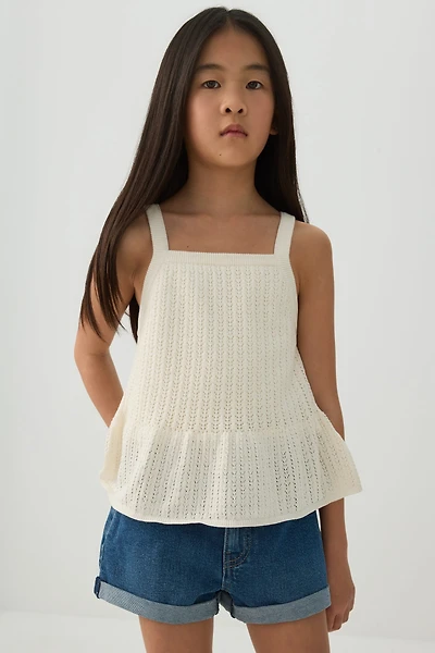 Camisole à basque en tricot texturé