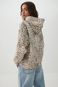 Oversized Leopard Print Hoodie