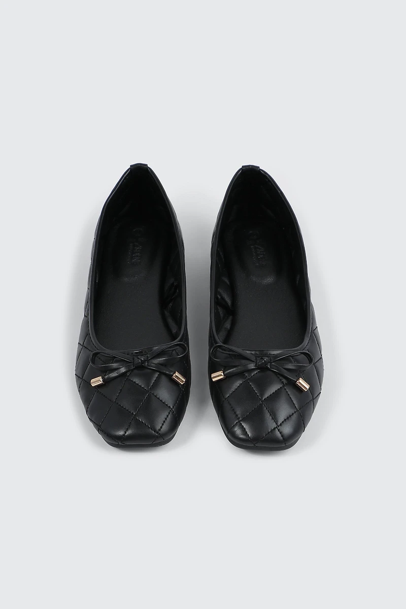 Quilted Square Toe Ballet Flats