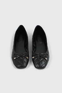 Quilted Square Toe Ballet Flats