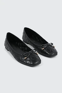 Quilted Square Toe Ballet Flats