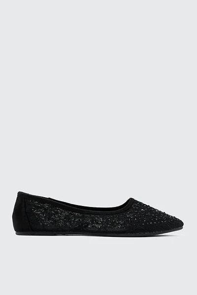 Embellished Lace Flats