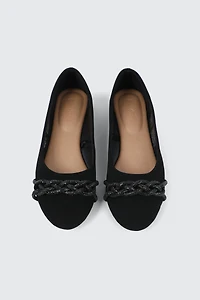 Ballerines en faux suède à détail tressé