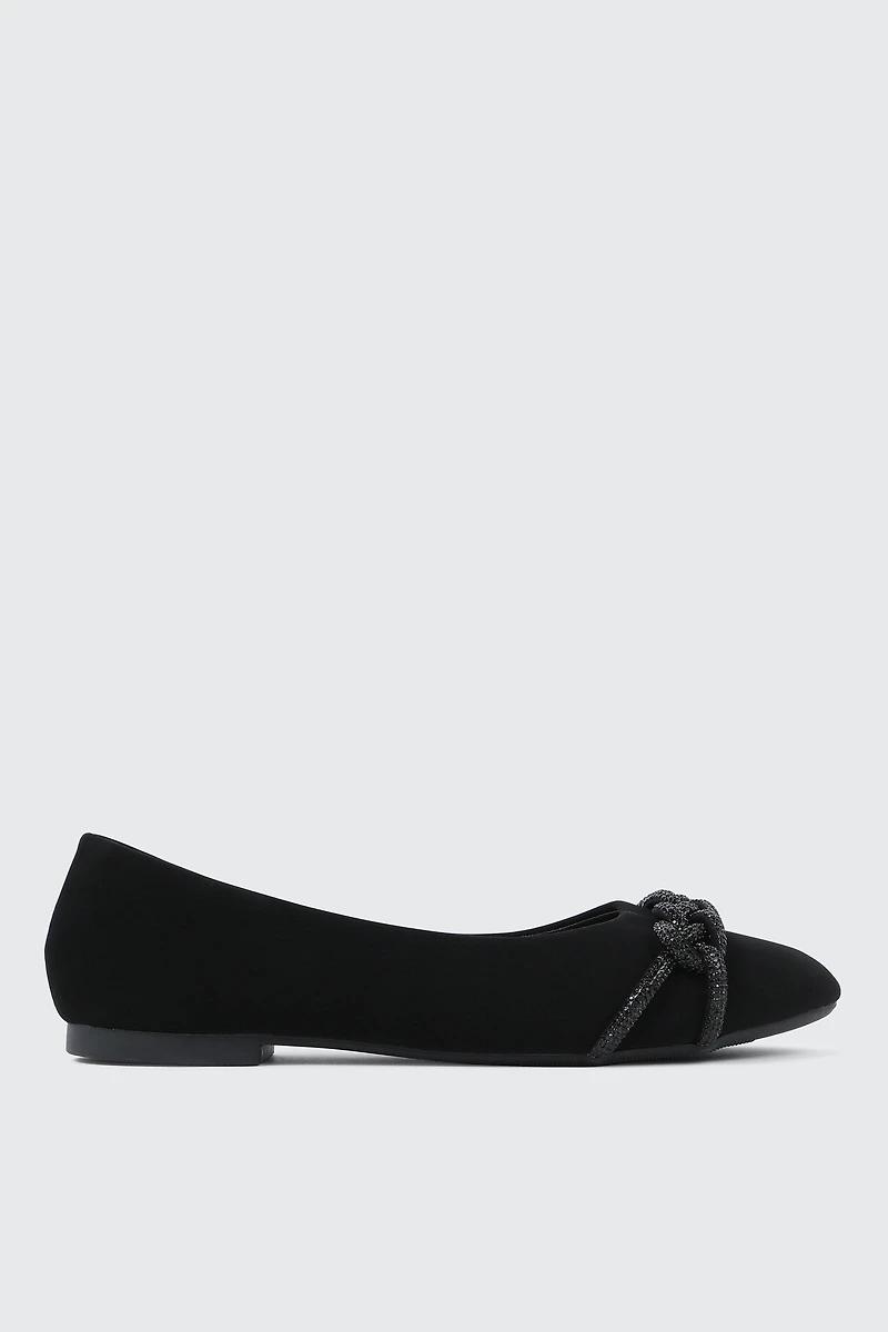Faux Suede Ballet Flats with Braided Detail