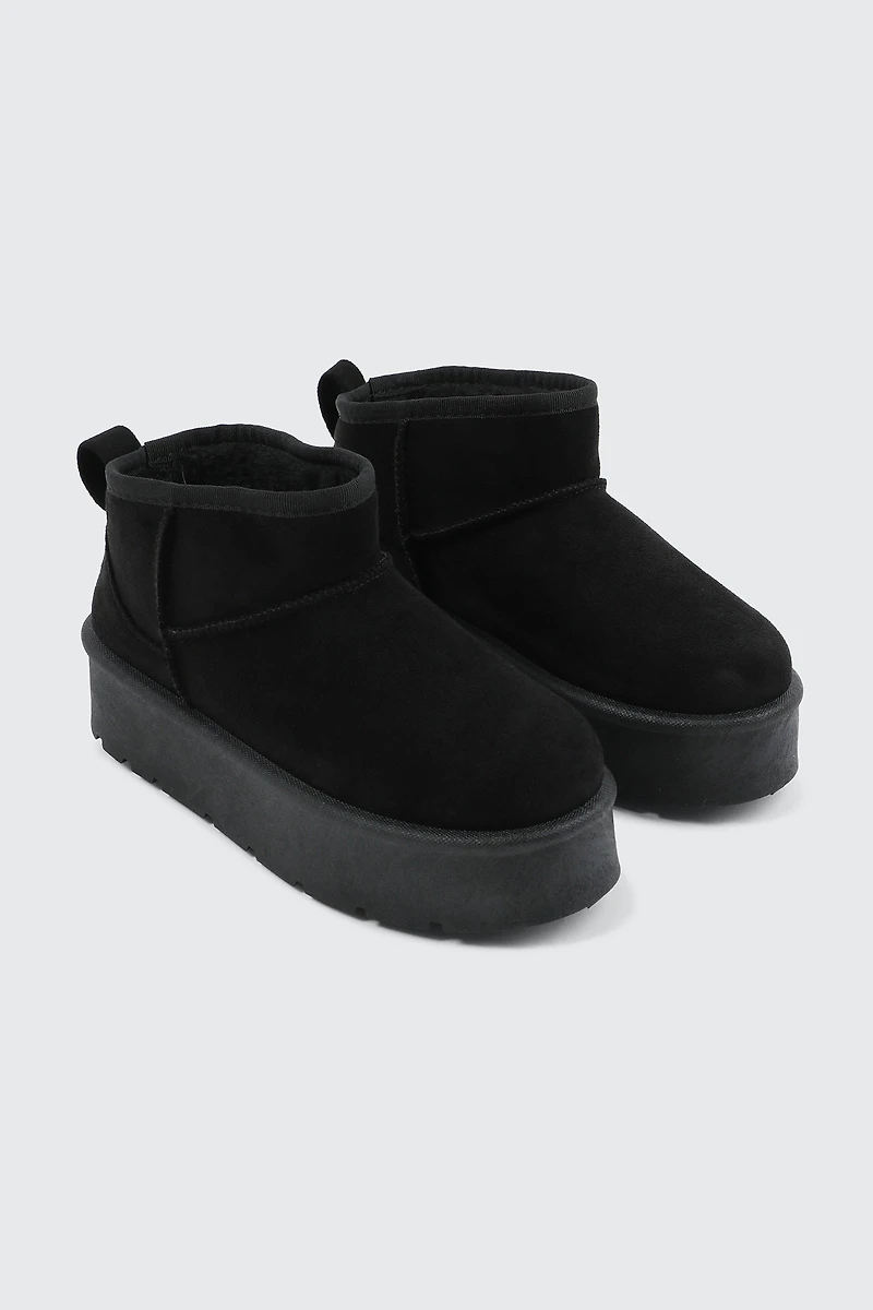Mini Faux Sheepskin Platform Boots